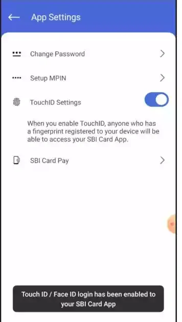 How To Enable Fingerprint in SBI Card App