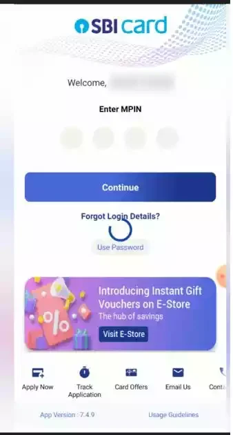 sbi card password