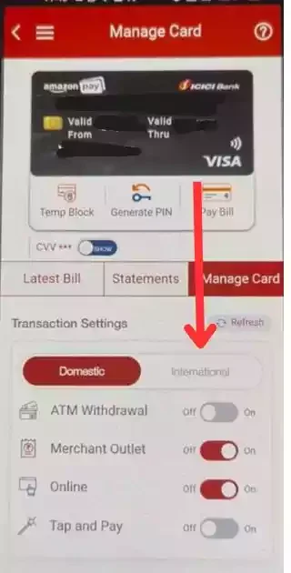 ICICI Credit Card International Transaction Enable