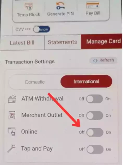 icici international transaction enable