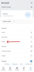 Support Code Zerodha App