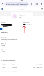 Support Code Zerodha App